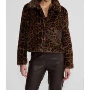 NEW LUCY PARIS bambi faux fur jacket in leopard
